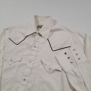 ELY Cattleman Men Western Snap Shirt Small White Cowboy Pearl Snap